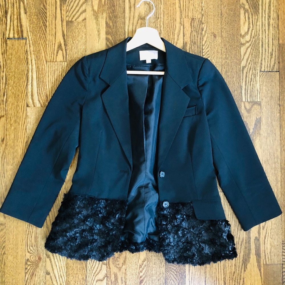 Elizabeth and James black blazer with FEATHERS! 4